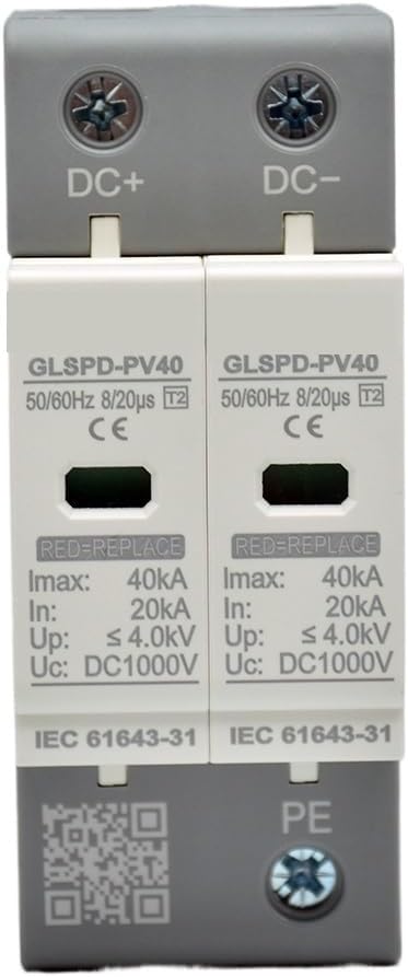 SPD DC 1000V 20KA~40KA House Surge Protector Protective Low-Voltage Arrester Device(1000V Orange)