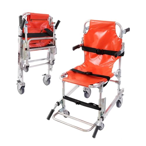 Krankentrage, Klappbare Krankentrage, 4-Rad-Treppenstuhl, Transfer-Treppenstuhl-Hebehilfe, Leichtgewichtiger Aluminium-Krankenwagen, Feuerwehr-Medizinlift, Klappbar, Für Ältere Menschen, Tra