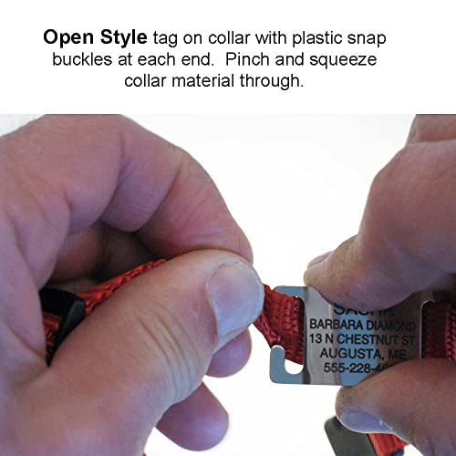 LuckyPet Slide-On Pet ID Tag: Medium-fits 5/8 inch Collars, Closed Ends - Personalized Dog and Cat Tags, Silent, Chew-Proof Stainless Steel Collar Tags, Custom Engraved