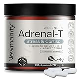NEWMANITY Adrenal-T GABA + Glicinato de Magnesio y Holy Basil - 200 Capsulas - Contiene Magnesio para Dormir Profundo,...