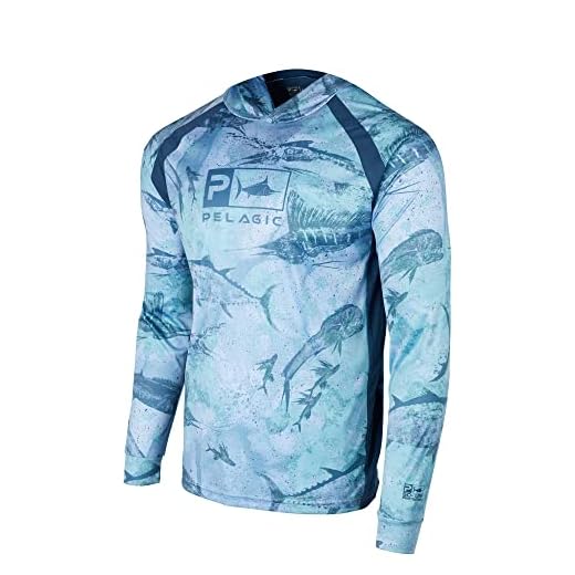 PELAGIC Apparel Vaportek Hooded Fishing Shirt Blue