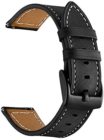LDFAS Galaxy Watch 45mm/46mm Bands, Genuine Leather 22mm Watch Strap with Metal Buckle Compatible for Samsung Galaxy Watch 3 45mm/46mm, Gear S3 Frontier/Classic Smartwatch Brown+Black (2 Pack)