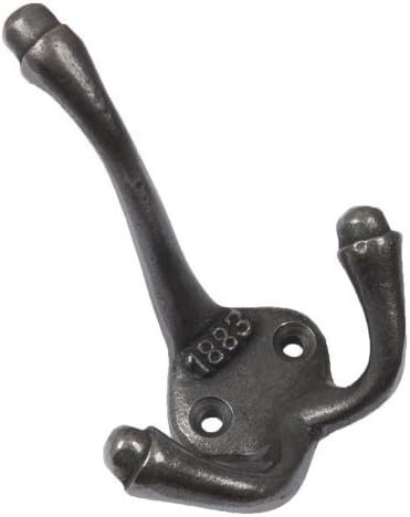 ChromeHardware® | 10 X Hand Forged Cast Iron 1883 Antique Triple Coat Hooks