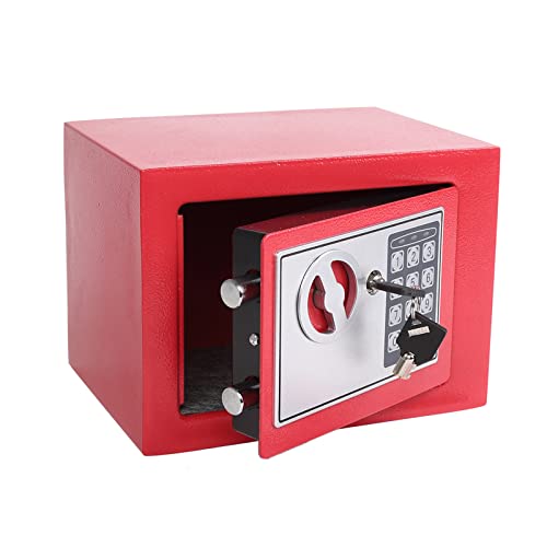 Yuanshikj Electronic Deluxe Digital Security Safe Box Key Keypad Lock Home Office Hotel Business Jewelry Gun Cash Use Storage money (RED)