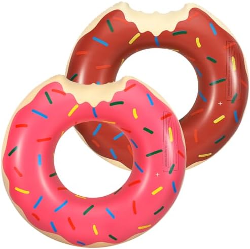 HeySplash Inflatable Pool Float, 30 Inch Pool Floatie Funny Swim Toys Summer Swimming Ring Floatie, Donut Shape Inflatable Pool Tubes Swim Float Tube Water Fun Beach Party, 2 Pack