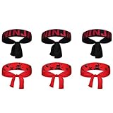 Apkpesterml 6 Stück Ninja Stirnband Set, Rot Schwarz Ninja Kopfband für Jungen Mädchen, Karate Party Zubehör, Japanische Kampfkunst Deko, Cosplay Kostüm Accessoire für Fasching Halloween