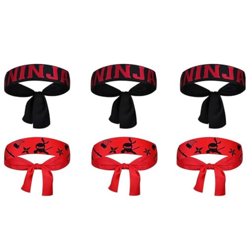 Set de 6 Cintas para la Cabeza Ninja Rojas y