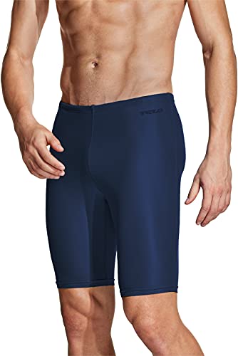 Tsla Men's Swim Jammers, Athletic Racing Swimming Shorts Trunks, Upf 50+ Sun Protection Endurance Triathlon Swimsuit, Classic Navy, 32 #TOP16