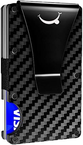 Slim Carbon Fiber Rfid Blocking Wallet Money Clip For Men - Minimalist Mens Credit Card Cash Holder - Mens Small Aluminum Carbon Wallet - Metal Money Clip Mens Wallets - Money Clip Wallets for Men