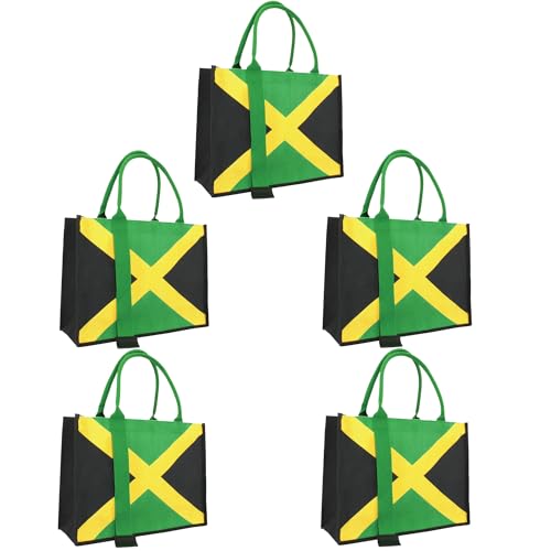 Image of Women's Canvas Tote Bag Waterproof Ribbon Beach Bag Jamaican Reggae Party Bag | Waterproof