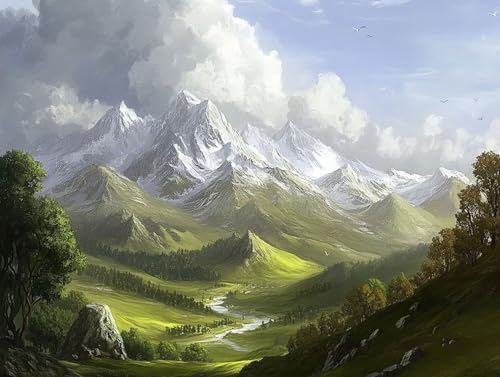 Pintura Diamantes Montañas, 5D Diamond Painting Paisaje Diamond Art, DIY Kit Adultos, Bordado Punto de Cruz Diamante Painting para la Decoración De Pared del Hogar, Regalos Para Mujeres 35x45cm 31-VXK