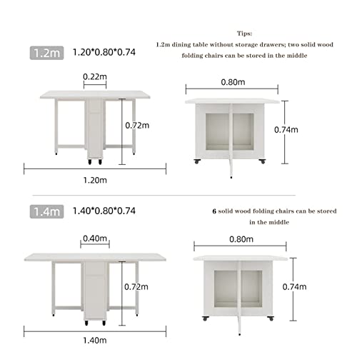 Extendable Wood Table, Drop Leaf Dining Table, Folding Kitchen Table, Multifunctional Compact Dining Room Table, Space Saving Retractable Table 3 Extendable Wood Table, Drop Leaf Dining Table, Folding Kitchen Table, Multifunctional Compact Dining Room Table, Space Saving Retractable Table - Image 3