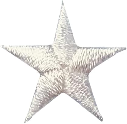 White Star Embroidered Press-On Appliqué – 7/8” – Pack of 12 – Iron-On, Stick-On or Press-On