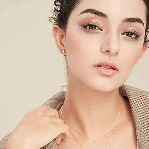 Dot Earrings, High Polished Surgical Steel Screw Flat Back 8Mm Disc Stud Earrings For Women Men Pack Of 5 Pairs(3Mm/5Mm/8Mm Option) (8Mm/0.32" Studs) #TOP3