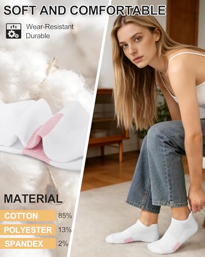 Image of 6 Pairs Ankle Socks for Women - Lightweight Low Cut No Show Casual Cotton Socks Breathable