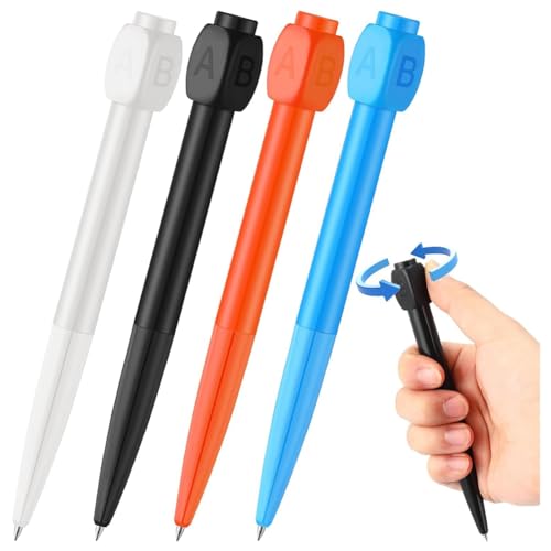 Yopeissn 4 Stück ABCD-Kugelschreiber mit Rotationsreduzierer, Gadget zum Stressabbau für das Büro, Langlebig, Einfach zu Verwenden