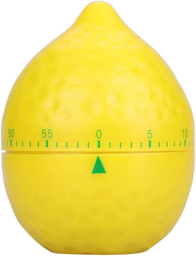 Lemon Shape Mechanical Kitchen Timer – Cute 60-Minute Wind-Up Countdown Alarm for Cooking Baking and Study, Home Use 2.4x2.4x3.1 in
