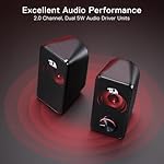 Redragon GS500 Stentor PC Gaming Speaker, 2.0 Channel Stereo Desktop Computer Speaker with Red Backlight, Quality Bass and Crystal Clear Sound, USB Powered with a 3.5mm Connector - Image 4