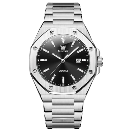 Image of OLEVS Watches for Men Luxury Fashion Large Dial Male Watches Analog Quartz Stainless Steel Waterproof Business Dress Men's Wrist Watch