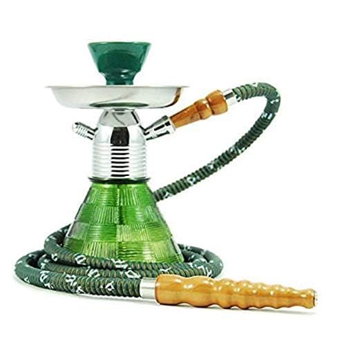 Image of AL-Sheesh Petite Glass Hookah | Designer Alumunium 9 inch Inch Glass, Iron Hookah Set For Heavy Smoke | Perfect for Party (Green)