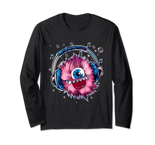 MONSTER HEADPHONES camiseta de jugador divertido lindo Manga Larga