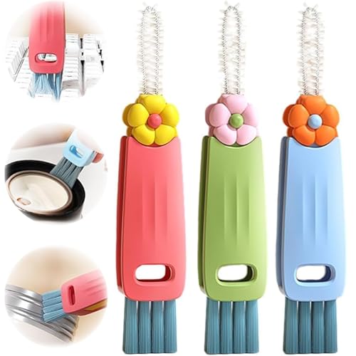 New 3 in 1 Cup Lid Cleaning Brush, 3PCS Multifunctional Crevice Portable Cup Lid Cleaning Brushes, Crevice Cleaning Brush for All Type Bottle Gap Tight Spaces Cup.