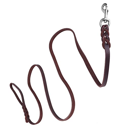Hundeleine Leder,Fettlederleine Hund, Verkehrsleine Für Hunde,Haustier-Hundeleine Sicherheitsseil Rindsleder Und Ledergürtel Für Gehens Lauftraining (2,1 Meter)