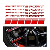 Adunsiaoto 14 Pièces Décalcomanies Jantes Voiture Rayures, Autocollant Réfléchissant pour Jantes Voiture, Roue Autocollant Lettre Voiture, Autocollants pour Jantes Voitures Stripes(Rouge)