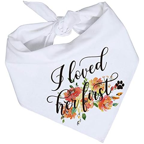 vizuzi I Loved Her First Dog Wedding Bandana, Humor Funny Dog Bandana, Gift for Dog Lover, Dog Gifts Cover