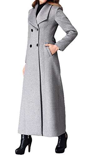 PENER Women's Double-Breasted Coat Cashmere Coat Long Trench Coat Woolen Coat (US 12)