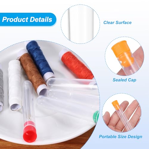 Image of PATIKIL 4 inch Length Plastic Sewing Needle Storage Holder, 10 Pcs Portable Matte Embroidery Needle Pin Toothpick Storage Tubes Case for Craft Knitting, Orange