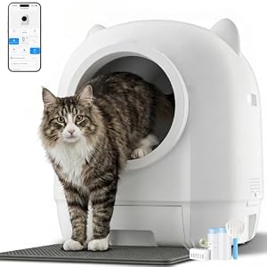 Devoko Robustes elektrisches Katzenklo Selbstreinigend, 90L Fassungsvermögen, intelligente Überwachung via APP, effektiver Geruchsstop & Sicherheitsfunktionen