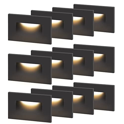 Kadision Led Outdoor Step Lights 120V, 3000K Warm White 3.5W 120Lm Dimmable Led Stair Lights Indoor, Aluminum Orb Finish Etl Listed, 12 Pack #TOP14
