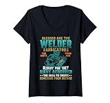 Photo Gallery blessed are the welder fabricators welding welders maglietta con collo a v Photo Gallery blessed are the welder fabricators welding welders maglietta con collo a v
