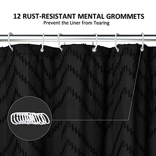 Siiluminisoy Small Stall Boho Shower Curtain Black Tassel Woven Fabric Shower Curtain 36 X 72 Half Size Tufted Chevron Striped Textured Modern Farmhouse Minimalist Shower Curtain For Bathroom #TOP5