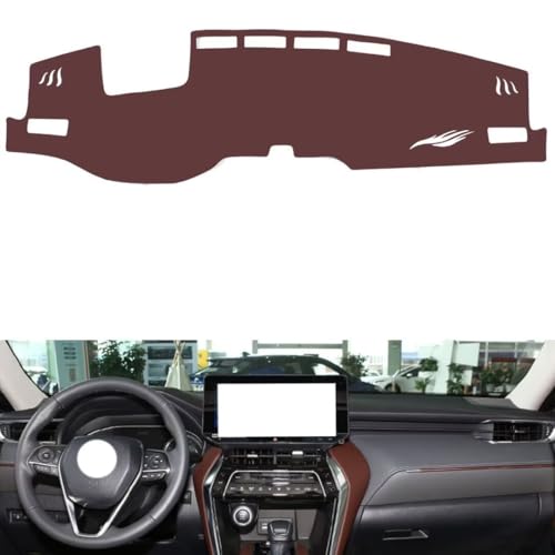 Anti-Slip Sun-Proof Dashboard Cover Compatible with Toyota Harrier （HUD）, Premium Leather (Brown)