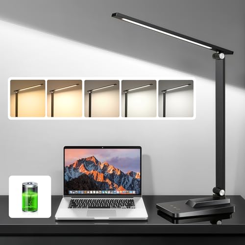 One Fire Lámpara de escritorio LED, lámpara recargable de 3600 mAh, lámpara de escritorio de 10 brillos