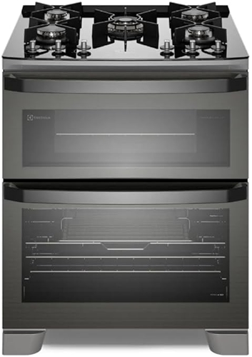 Fogão 5 bocas Electrolux Cinza Expert com Duplo Forno, Função Air fryer e Mesa de Vidro (FE5AD) 220V