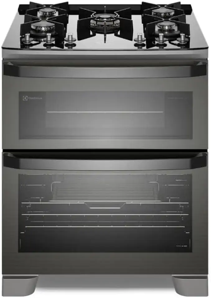 Fogão 5 bocas Electrolux Cinza Expert com Duplo Forno, Função Air fryer e Mesa de Vidro (FE5AD) 220V