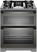 Fogão 5 bocas Electrolux Cinza Expert com Duplo Forno, Função Air fryer e Mesa de Vidro (FE5AD) 220V