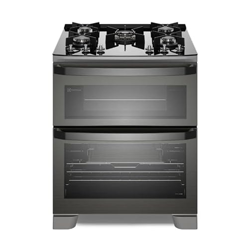 Fogão 5 bocas Electrolux Cinza Expert com Duplo Forno, Função Air fryer e Mesa de Vidro (FE5AD) 220V