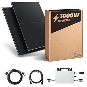 Kleines Kraftwerk 1000W Balkonkraftwerk XL Komplettset – 800W Wechselrichter, 2×500W bifaziale Solarmodule, 5 m Kabel, Steckdose – Solaranlage Balkon ohne Halterung