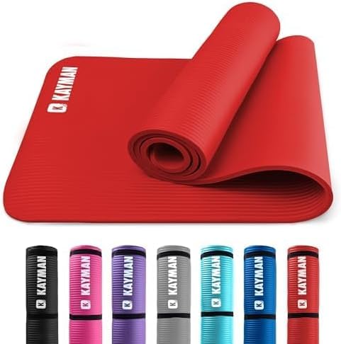 KAYMAN Yoga Mat – Multi-Purpose Extra Thick Foam Exercise Mats – Ideal Floor Mat for Pilates, Stretching, Resistance Workout & Therapy – Home & Gym Equipment Accessory for Men Women Kids –183 x 60cm