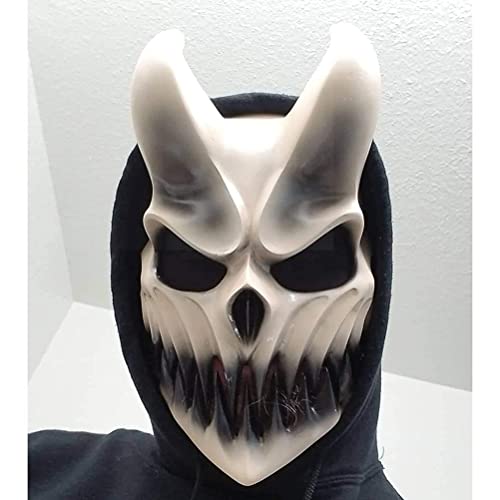 Puzou Slaughter To Prevail Kid Of Darkness Demolisher Mask Halloween Demon's Mouth Mask Cosplay Shikolai Full Face Prop Latex, White #TOP3