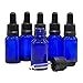 Produktbild Blaue Glasflasche York mit Glas-Pipette im Deckel, 6 Stück x 15 ml Flasche für Aromatherapie/ätherische Öle/Bachblüten/Tinktur/Ohrentropfen/Augentropfen.