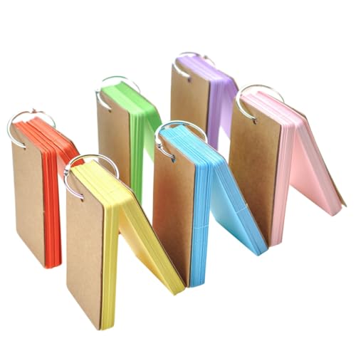 6 blocs de notas de papel kraft con anillas para tarjetas didácticas escolares de color aleatorio