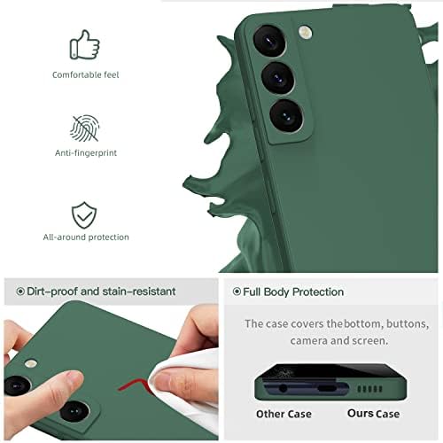 MSEVC Samsung Galaxy S22 Case Silicone Camera Protection Ultra Slim Case Soft Gel Cover Rubber Anti-Scratch Phone Case Compatible for Samsung Galaxy S22 5G 6.1-inch Dark Green