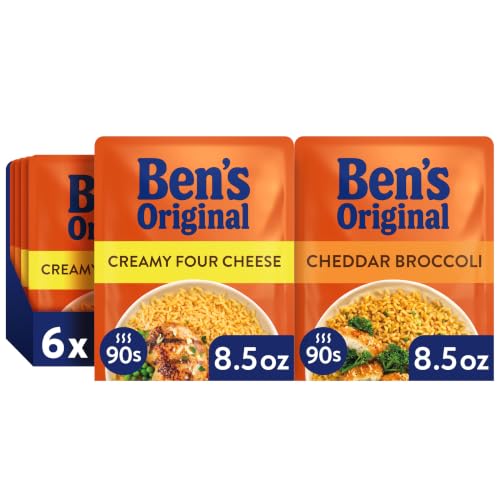 BEN'S ORIGINAL Ready Rice Creamy Four Cheese and Cheddar Broccoli Variety Pack, Easy Dinner Sides, 8.5 OZ Pouch (Pack of 6)