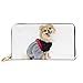 Produktbild JHGFG Mode Handtasche Reißverschluss Brieftasche Netter pommerscher Hund über weißem Telefon Kupplung Geldbörse Abendkupplung Blockieren Leder Brieftasche Multi Card Organizer