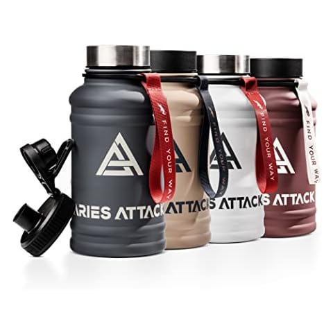 ARIES ATTACK 1.3L Trinkflasche Edelstahl Sportflasche Wasser Metall Trinkflaschen Outdoor Flasche Water Jug 1L Cover